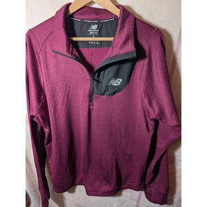 New Balance Running Men’s Quarter Zip Pullover Burgundy Long Sleeve Size Large